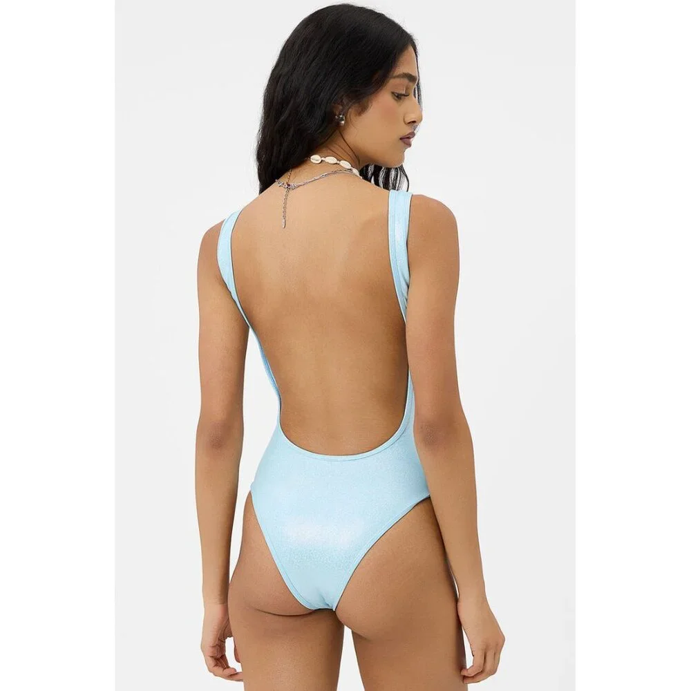 NWT Frankies Bikinis Kyle Iridescent One Piece Swimsuit in Cloud Chaser M